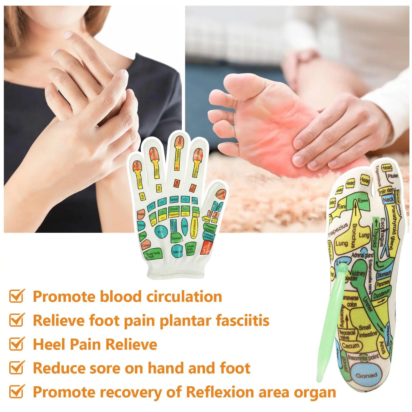 Reflexology Hand & Foot Massage Socks/Gloves – Pain Relief, Circulation & Relaxation Therapy
