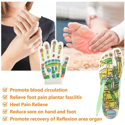 Reflexology Hand & Foot Massage Socks/Gloves – Pain Relief, Circulation & Relaxation Therapy