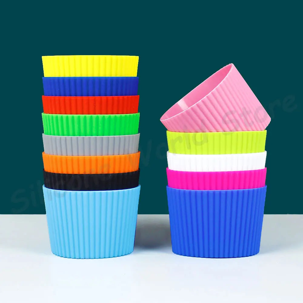 Silicone Coffee Cup Cover & Sleeve — Anti-Scalding, Anti-Slip Universal Tapered Thread Mug Protector for Ceramic & Glass Cups
