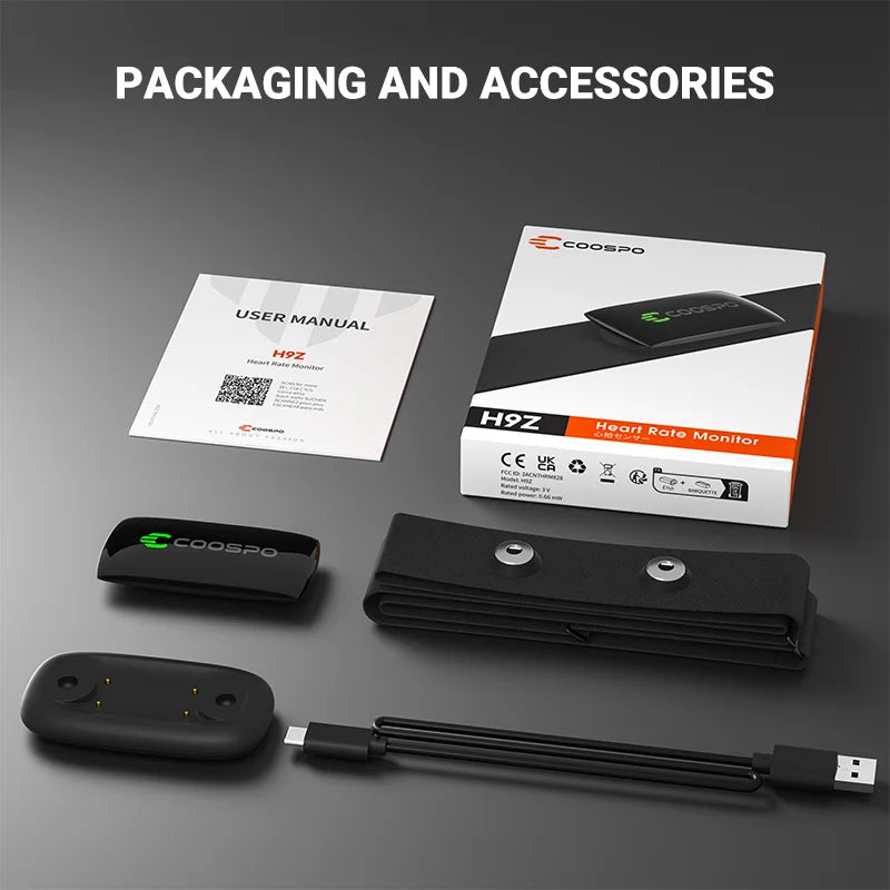 COOSPO H9Z Bluetooth Heart Rate Monitor Chest Strap — ANT+ HRM Waterproof for Garmin, Wahoo, Zwift