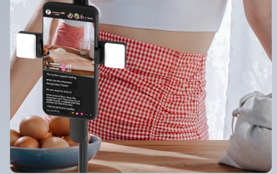 FANGTUOSI 1750mm Wireless Selfie Stick Tripod – Foldable Monopod with LED Light for Smartphones, Steady Live Shooting