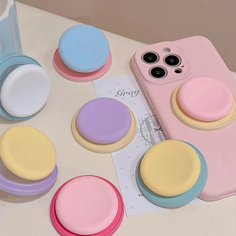 Cute Macaron Silicone Magnetic Phone Stand - Round Grip Holder for iPhone 15, iPad, MagSafe, and Smart Tok