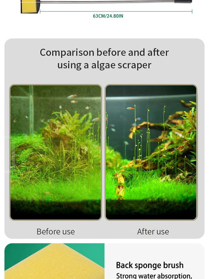 Fish Tank Long Handle Brush – Double-Sided Cleaning Brush for Aquariums, Aquarium Cleaning Tools