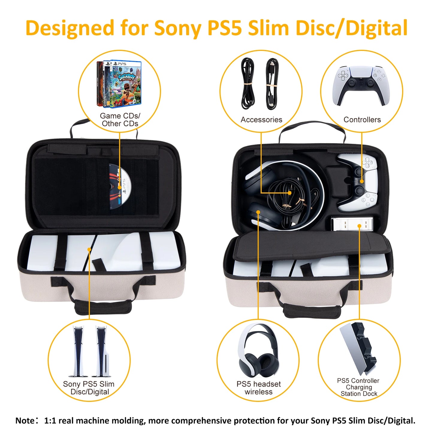 Large Carrying Case for PS5 Slim Digital Console – Protective Travel Storage Bag for Controller & Accessories