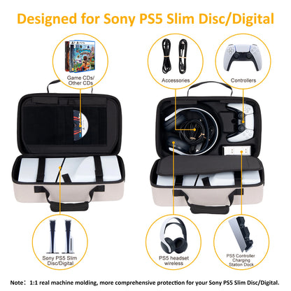 Large Carrying Case for PS5 Slim Digital Console – Protective Travel Storage Bag for Controller & Accessories