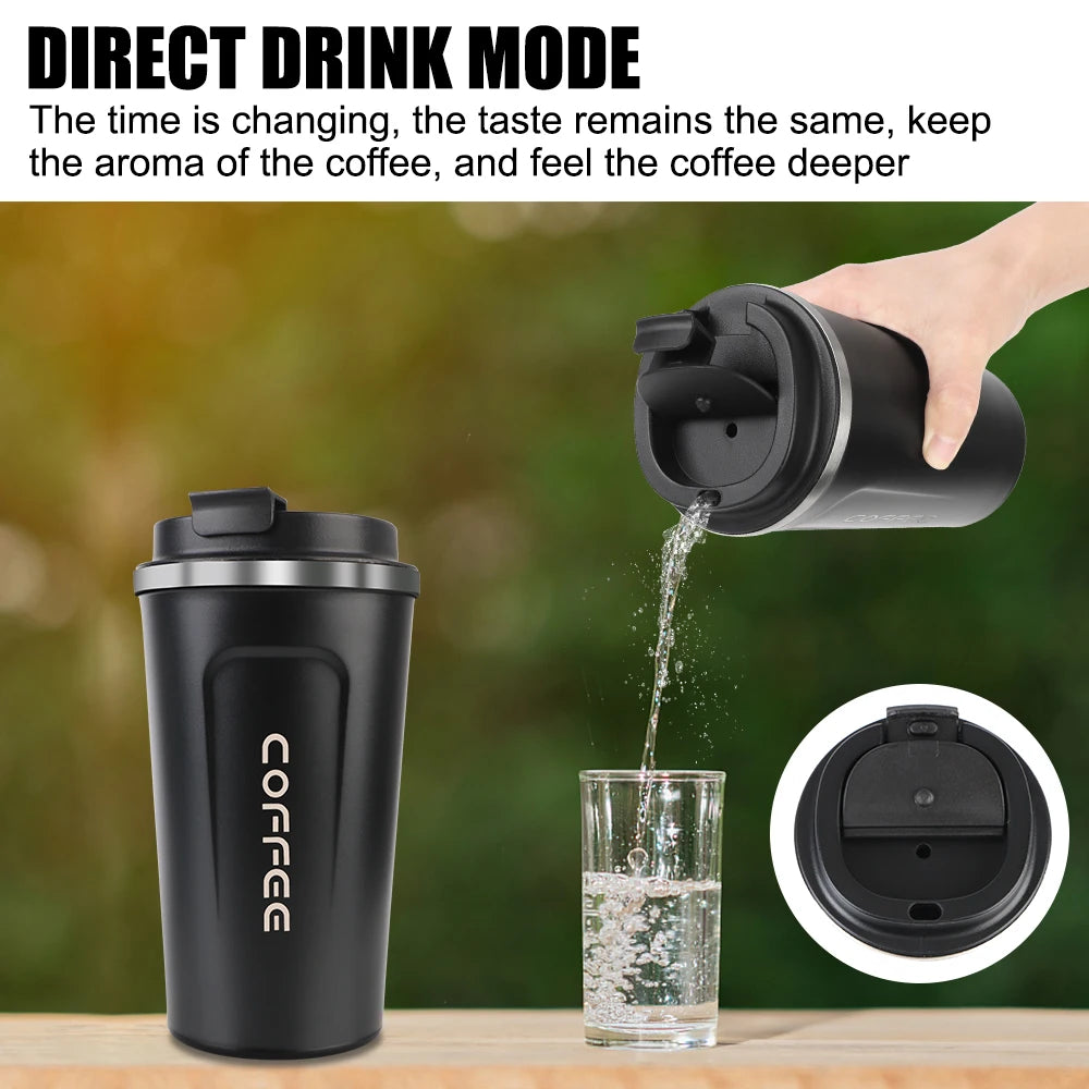 Double Stainless Steel Coffee Mug – Car Thermos, 380/510ML, Leak-Proof Travel Thermo Cup for Tea, Water, Coffee