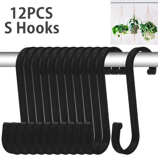 12PCS Heavy Duty 304 Stainless Steel S Hooks – Metal S-Shaped Hangers for Plants, Pots, Pans, Closet