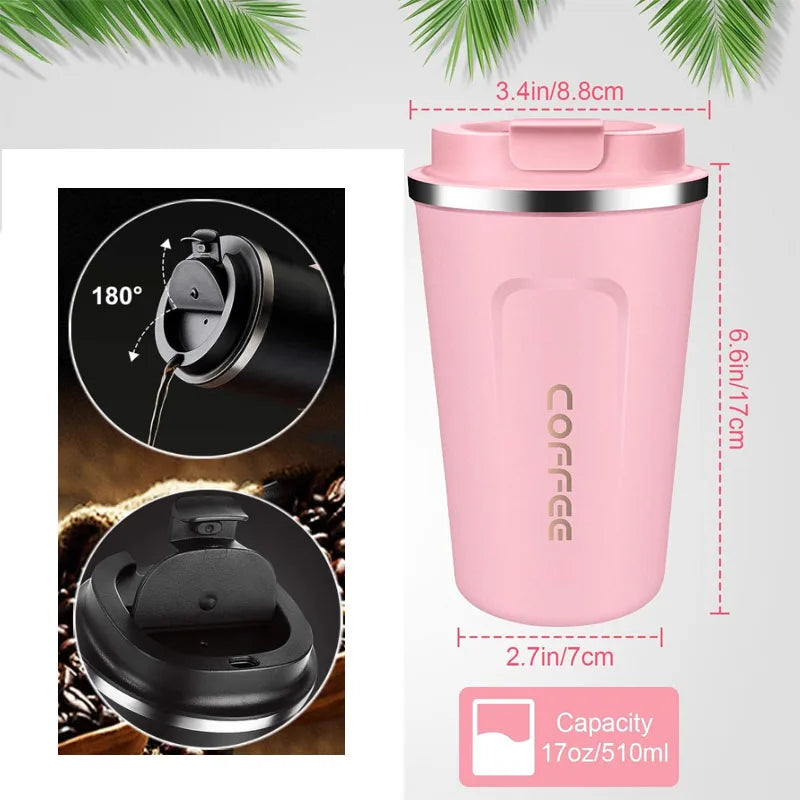 510ml Stainless Steel Coffee Mug – Double-Walled Insulated, Intelligent Digital Display, Leak-Proof Cup for Keeping Hot or Cold