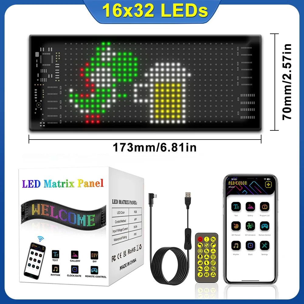 Car LED Sign with Bluetooth APP – Programmable Pixel Matrix Panel Nigh ...