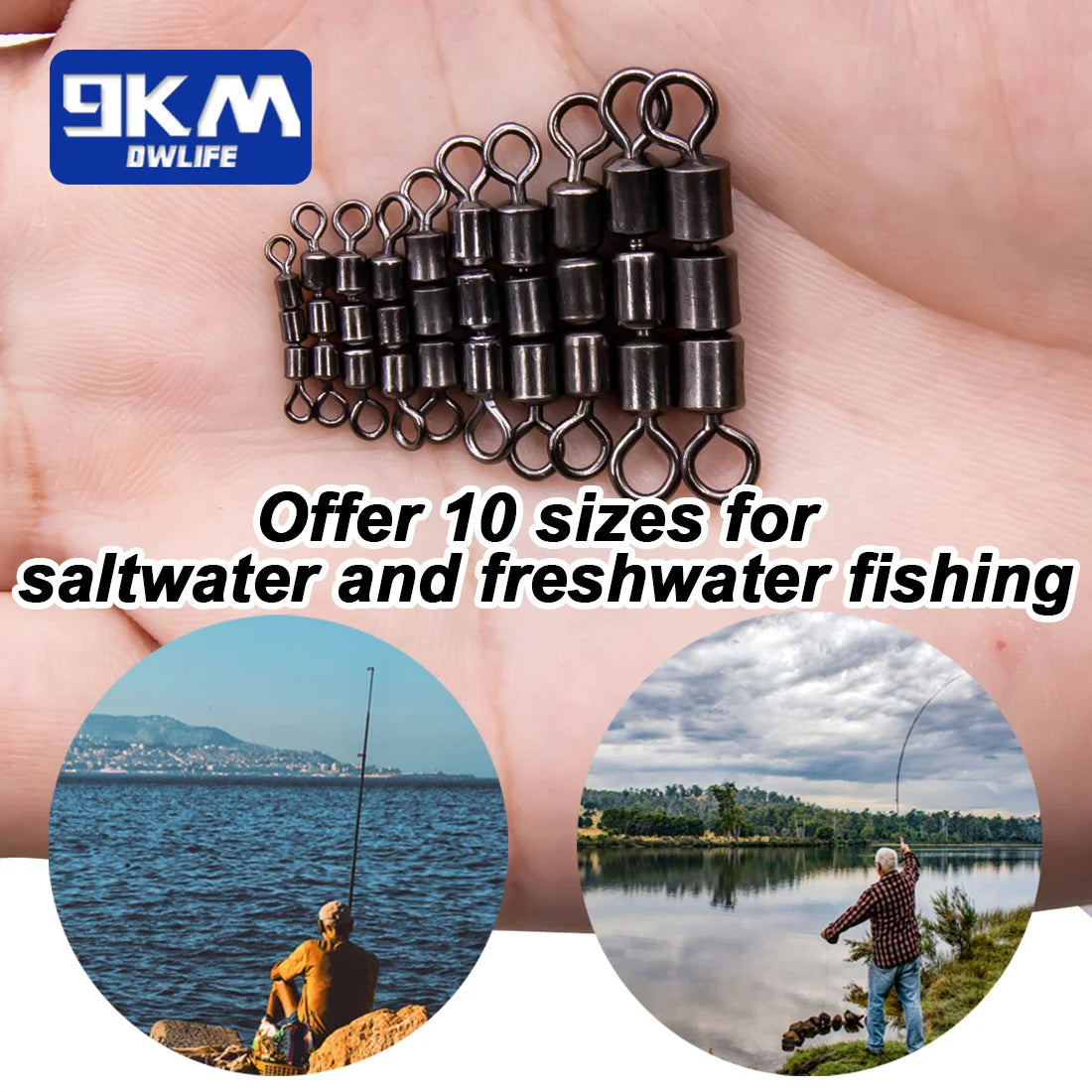 3-Roller Fishing Swivels — High-Speed Triple Bearing Stainless Steel Barrel, 15–60pcs Fishing Accessories