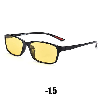 Vintage Unisex Anti-Glare Night Vision Driving Glasses – Ultralight Square Frame Myopia Eyewear (-4.0)