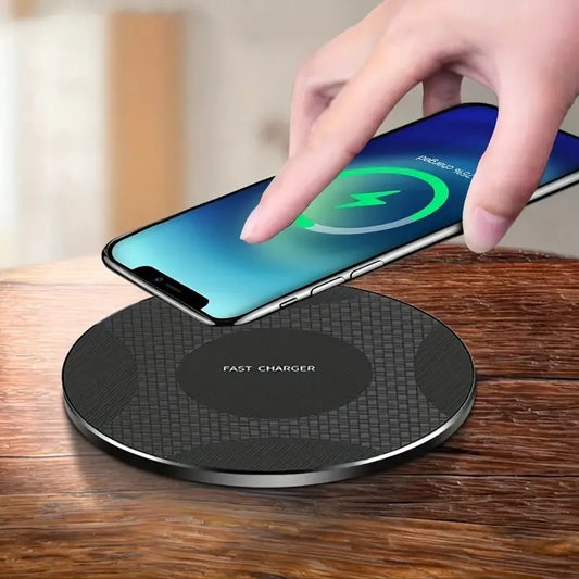 Ultra-Thin Desktop 10W Wireless Charger Pad Stand: Fast Charging Dock Station for iPhone 14 13 12 11, Samsung, Xiaomi - Mobile Phone Charger