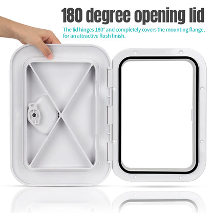 ABS Deck Access Hatch Cover — Waterproof Anti-UV Non-Skid Inspection Hatch for Marine Boats, Yachts & RVs, 15×11"