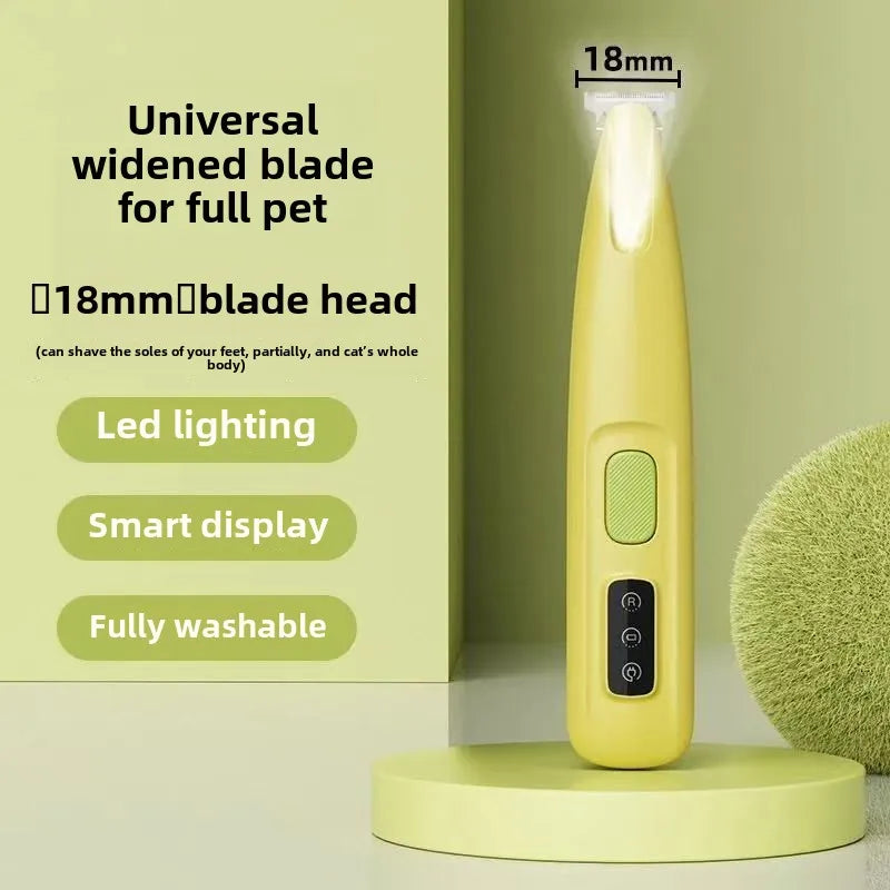 New Dog Paw Trimmer with LED Light – Waterproof Pet Hair Clipper with LED Display & 18mm Wide Blade for Grooming