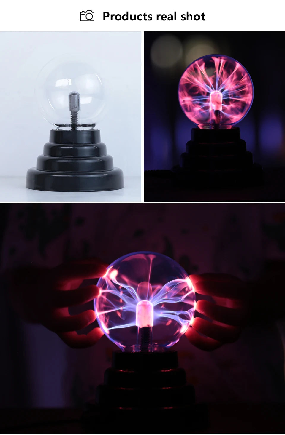 Magic Crystal Plasma Ball Lamp – LED Night Light for Kids, Bedroom & Gifts (3–8 Inch)