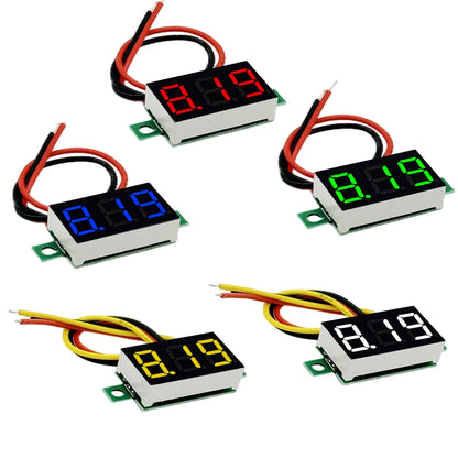 0.36 Inch Red/Blue Digital LED Mini Display - DC2.5V-32V or DC0-100V Voltmeter, Voltage Tester Panel Gauge for Motorcycle and Car