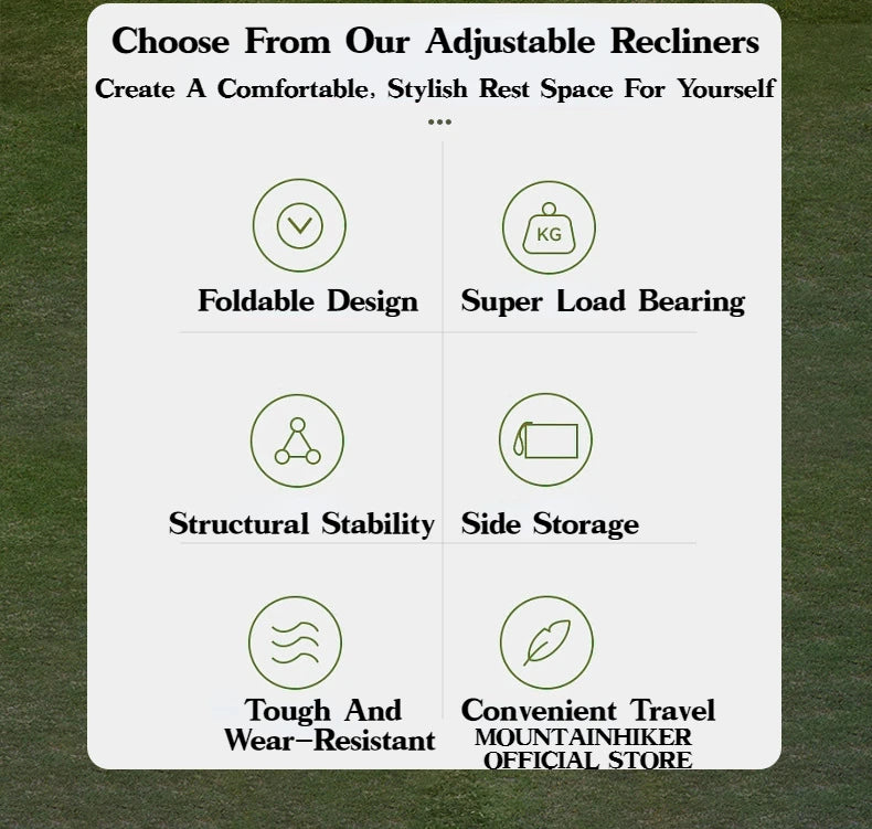 MOUNTAINHIKER 4-Speed Adjustable Folding Lounge Chair – Ultra-Light Portable Camping & Fishing Chair