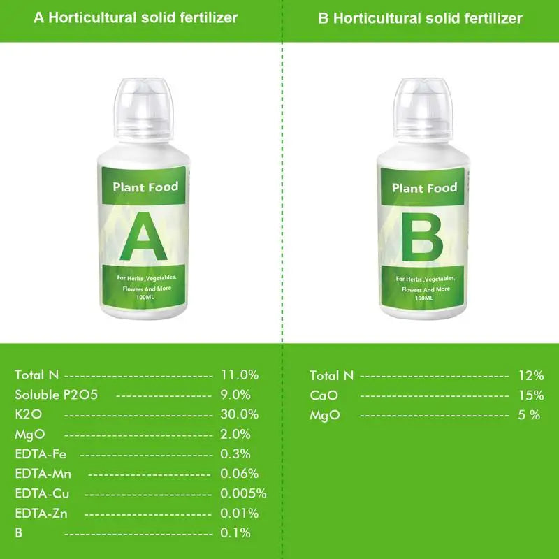 Hydroponic AB Nutrient Solution Set – Plant Fertilizer for Flowers & Vegetables