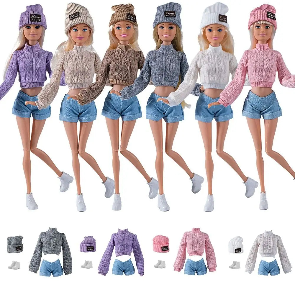 11.5" Doll Clothes Set – Knitted Sweater, Pants, Hat & Shoes for 30cm 1/6 BJD Dolls Accessories