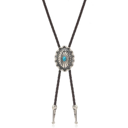 Adjustable Bolo Tie – Western Cowboy Necktie for Teens, Men & Women, Punk Shirt with Alloy Turquoise Buckle Pendant