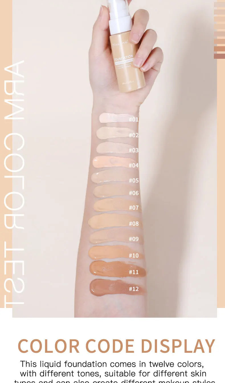 Liquid Foundation Concealer – Waterproof, Sweat-Resistant Professional Makeup Cosmetics