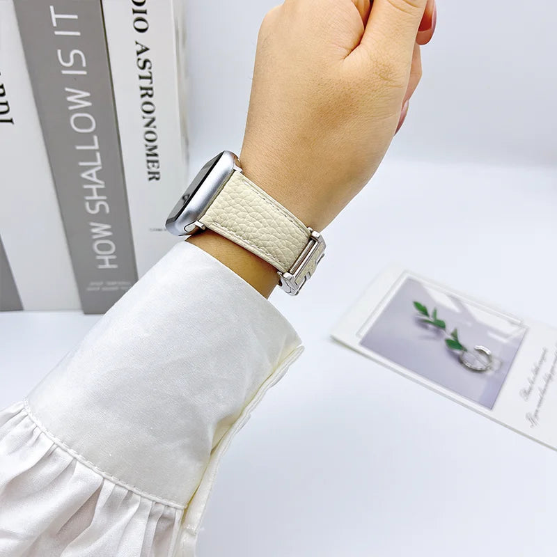 Genuine Leather Straps for Apple Watch – 40mm-49mm Bands for Series 5/6/7/8/9/10, SE & Ultra
