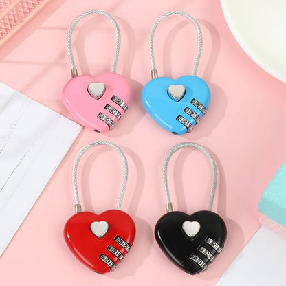 Heart-Shaped 3-Digit Password Lock – Travel Luggage & Suitcase Padlock for Security & Drawer Protection