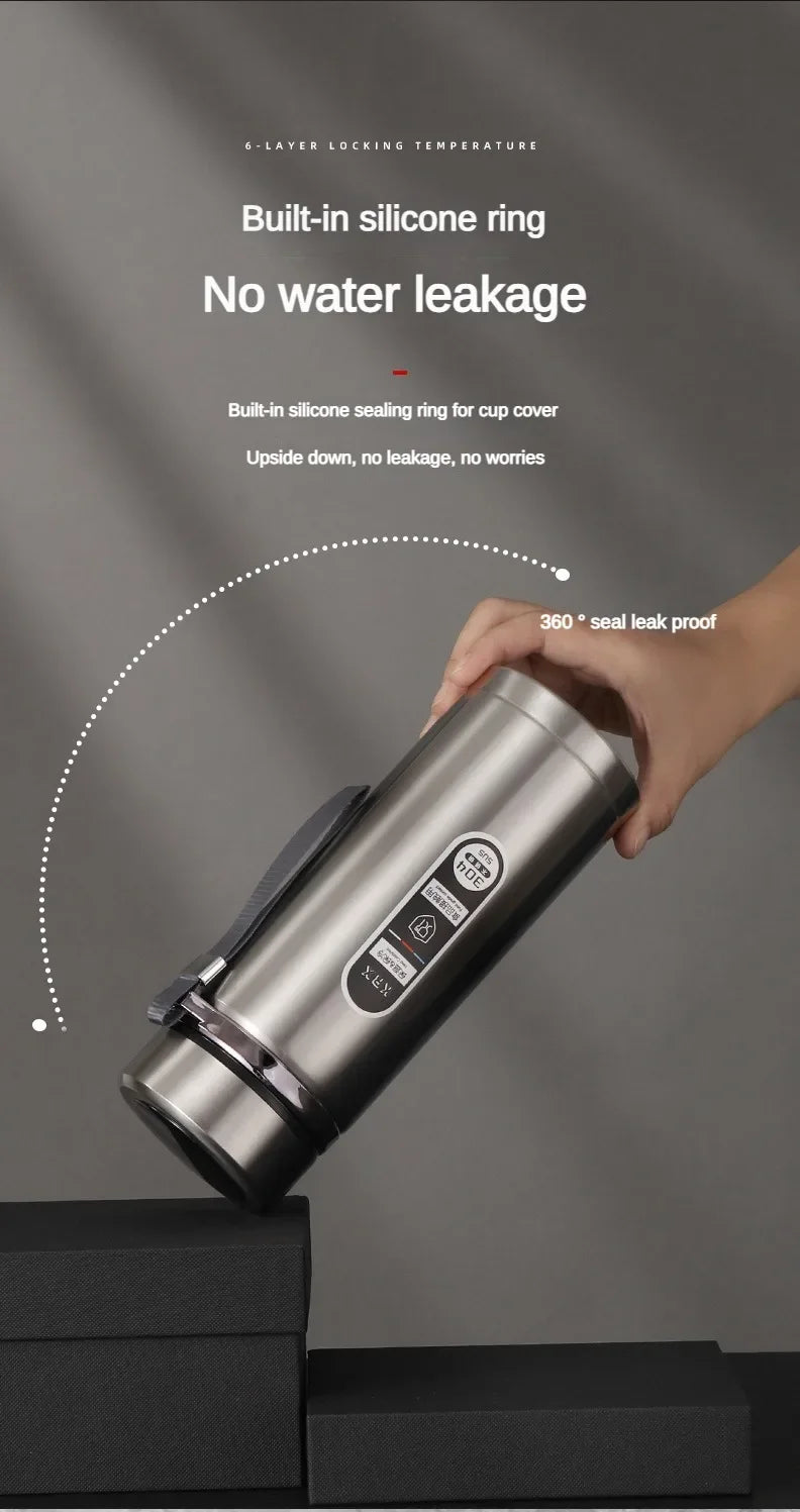 Stainless Steel Thermos Bottle 500ML-1L with LED Temperature Display - SUS304 Vacuum Flask for Tea and Water, Portable Travel Cup