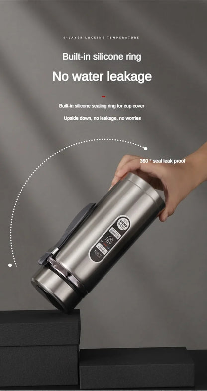 Stainless Steel Thermos Bottle 500ML-1L with LED Temperature Display - SUS304 Vacuum Flask for Tea and Water, Portable Travel Cup