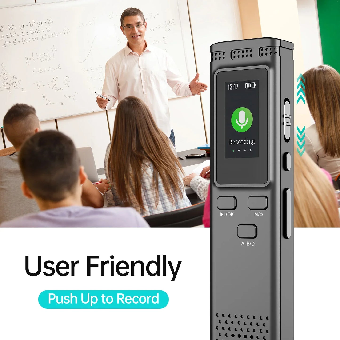 64GB/16GB/8GB Digital Voice Recorder – Voice Activated Audio Recording, Noise Reduction, MP3 Playback, 288hrs Storage