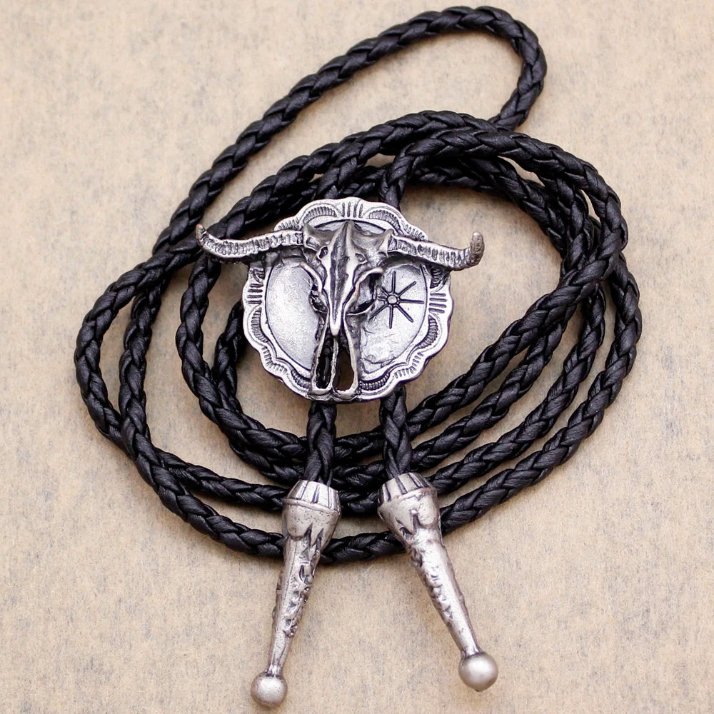 New Arrival Western Southwest Longhorn Steer Cow Skull Bolo Tie – Leather Rodeo Neck Tie, Fashion Shirt Accessories