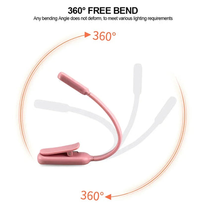 Mini LED Book Night Light – USB Rechargeable Clip-On Reading Lamp with 3 Brightness Settings for Travel, Bedroom, and Dormitory