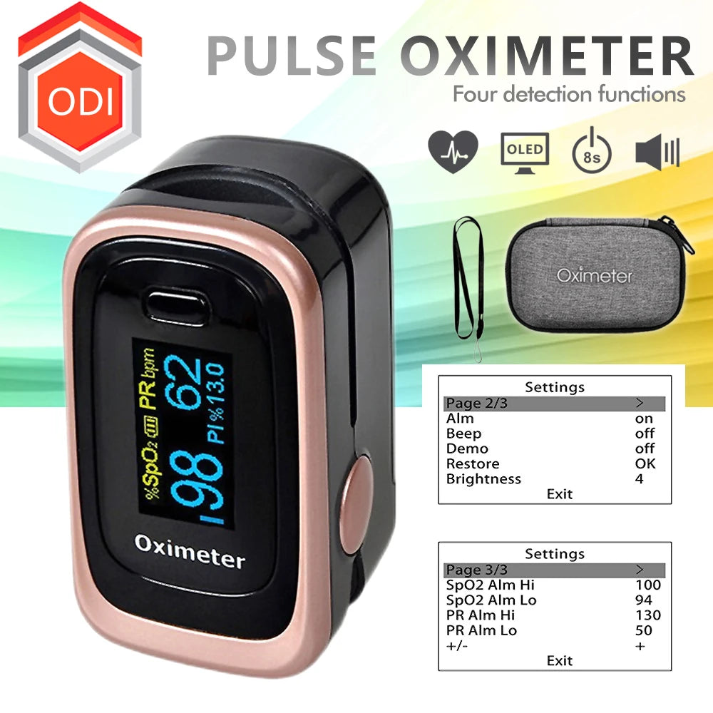 Portable Medical Finger Pulse Oximeter – OLED Display, SPO2, PR, Sleep Monitor, 8-Hour Battery Life