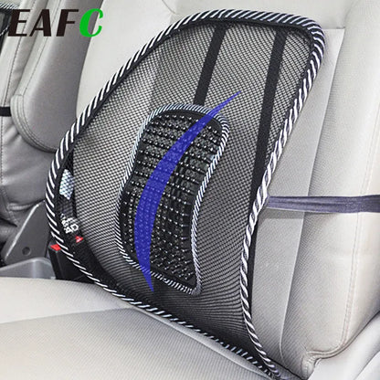 Black Mesh Back Lumbar Support Cushion - Massage Pad for Car Seat, Office Chair, Car Driver Comfort