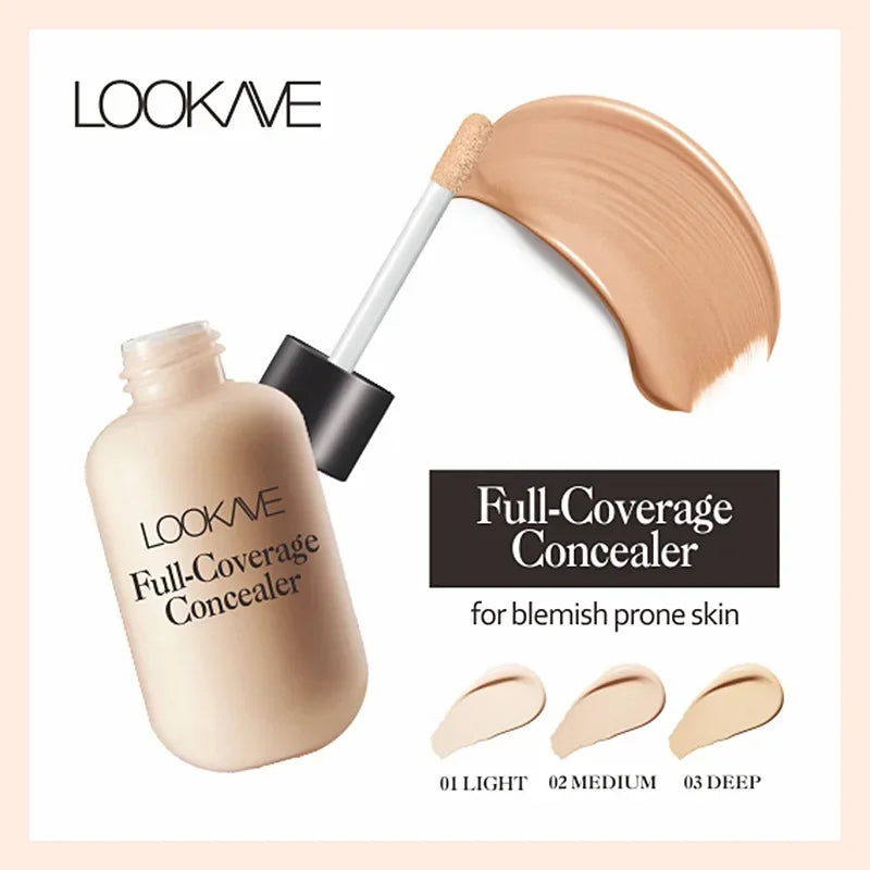 Waterproof Liquid Concealer Foundation – Full Coverage Cream for Acne, Scars, Dark Circles & Face Makeup Base