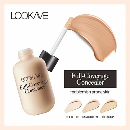 Waterproof Liquid Concealer Foundation – Full Coverage Cream for Acne, Scars, Dark Circles & Face Makeup Base