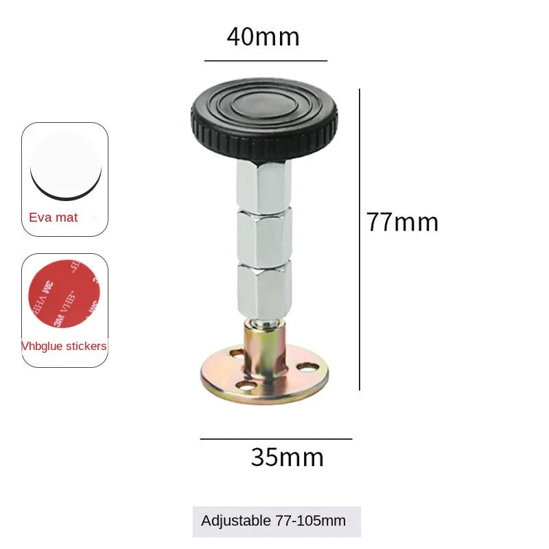 Adjustable Threaded Bed Shock Mount | Furniture & Cabinet Stabilizers | Self-Adhesive Headboard Stoppers