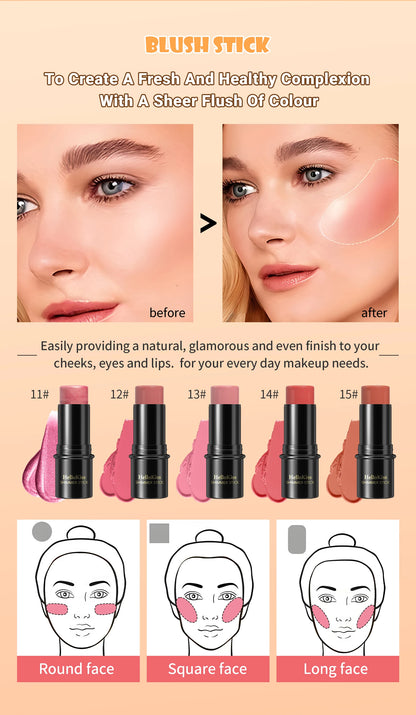 Face Brown Bronzer Contour Stick - Foundation Makeup Pen, Long-Lasting Smooth Contour, Shadow Blusher & Highlight Concealer Cosmetics