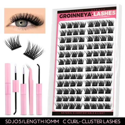 Lash Clusters Extension Kit – Fake Eyelashes Set with Lash Bond, Seal, and Applicator Tool for Makeup