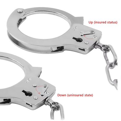 DUTRIEUX Stainless Steel Handcuffs – Adjustable Metal Ankle & Wrist Cuffs with Chain, BDSM Bondage Restraints for Couples