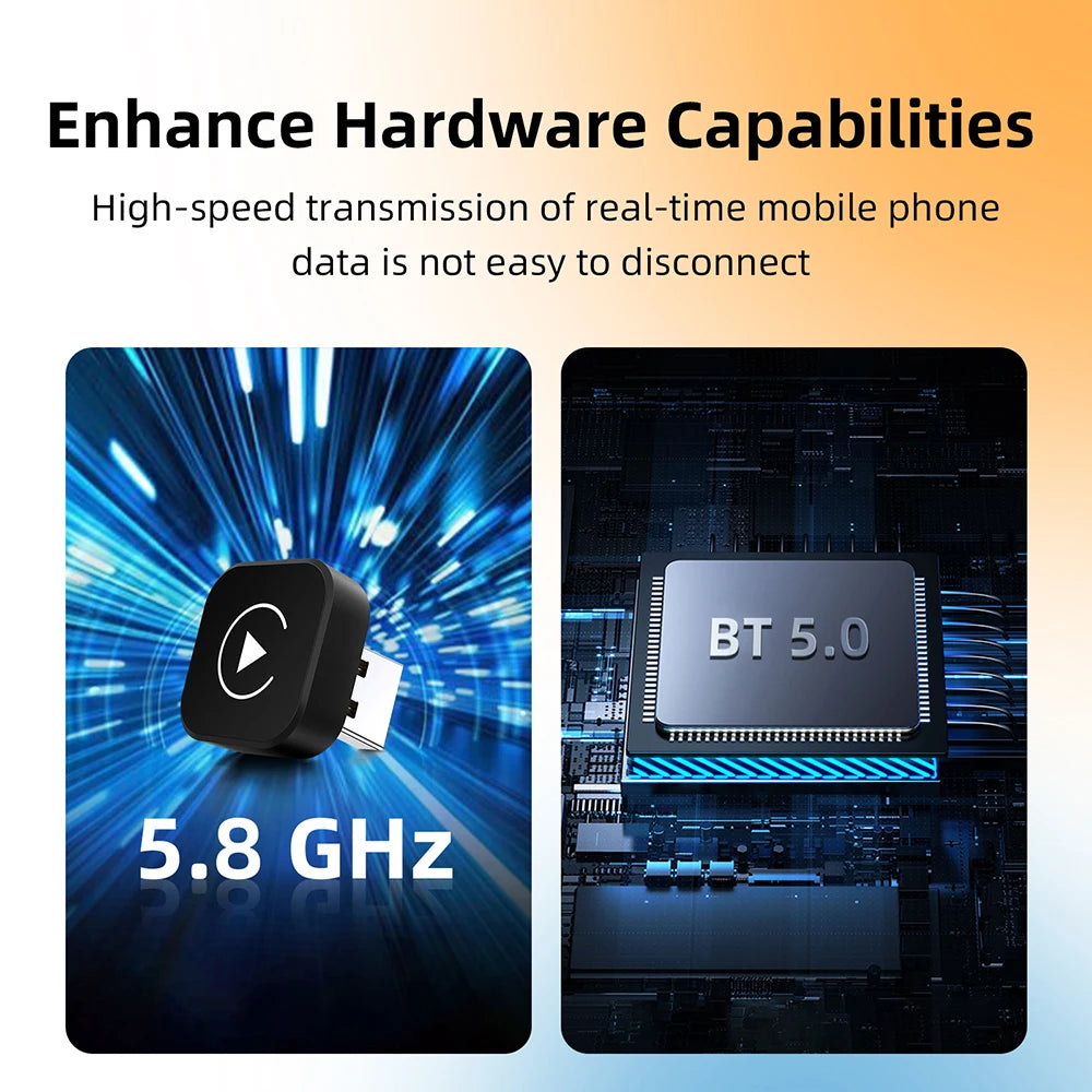 Wireless CarPlay & Android Auto Adapter – USB Mini Dongle Plug & Play for VW, Toyota, Nissan, Honda, Ford, Benz