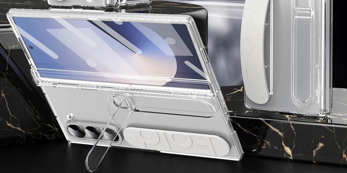 Original Silicone Grip Phone Case for Samsung Galaxy Z Fold 4-7 – Stand & Hinge Protective Cover with Glass Film