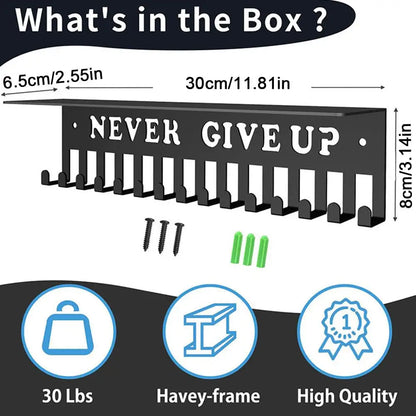 Sports Medal Display Rack – Metal Hanger Holder Organizer for Football, Basketball, Volleyball, and Ribbon Medals