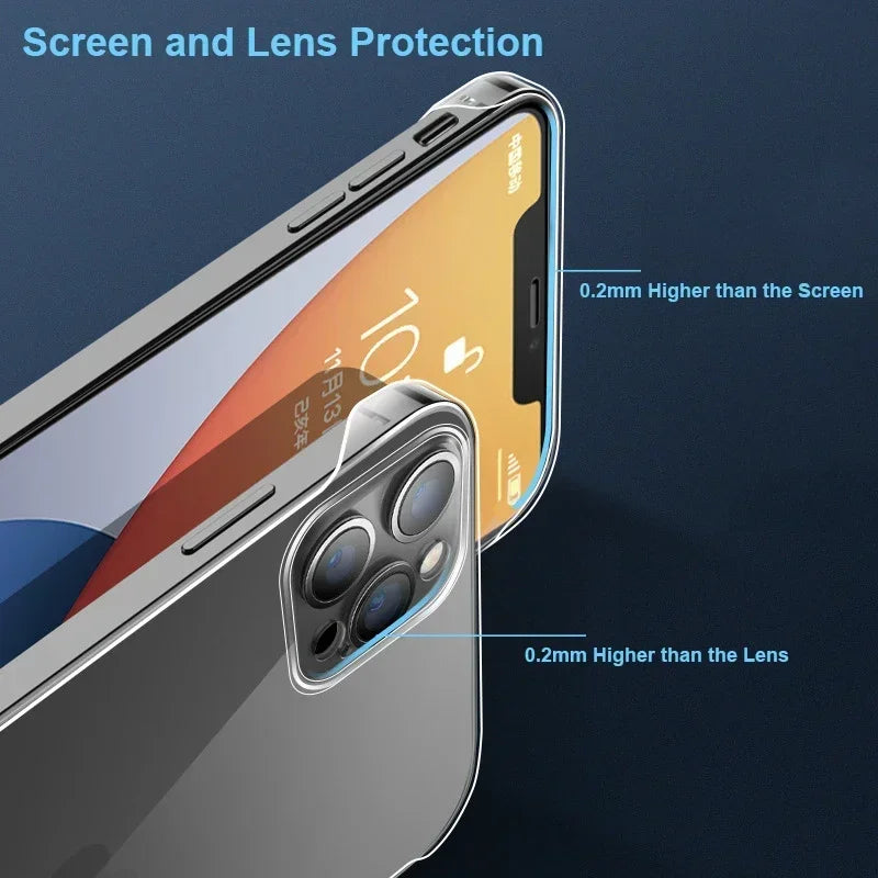 Slim Frameless Clear Phone Case – Transparent Plastic Cover for iPhone 15, 14, 13, 12 Mini, 11 Pro, XS Max, XR, X, 8, 7 Plus, SE 2022, 2020