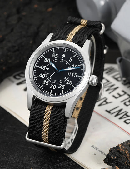 Militado ML05 Vintage Quartz Watch 38mm with VH31 Movement, Domed Sapphire Crystal, AR Coating & Luminous Dial