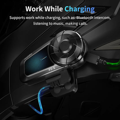 Fodsports FX-S Bluetooth Motorcycle Intercom — Wireless Helmet Headset with 1000M Range, BT5.4