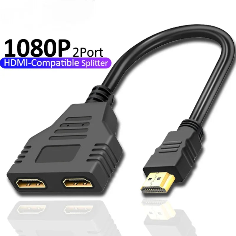 HDMI HD Cable Splitter – 1080P 2-Port Y Splitter, 1 In 2 Out Adapter for LCD TV, PS3, HDMI-Compatible Devices