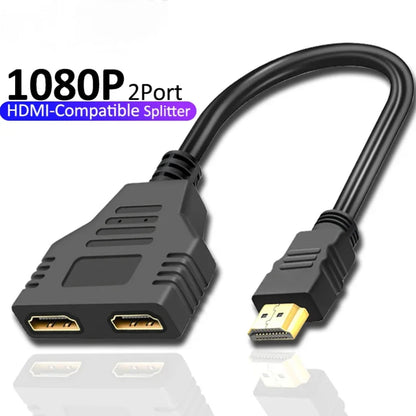 HDMI HD Cable Splitter – 1080P 2-Port Y Splitter, 1 In 2 Out Adapter for LCD TV, PS3, HDMI-Compatible Devices