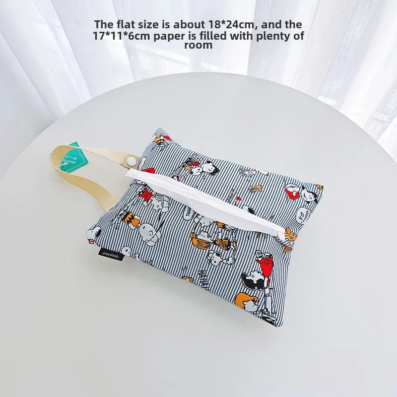 Snoopy Car Hanging Tissue Box — Cartoon Napkin Holder with Removable Storage & Flip Cover, Car Room Decor