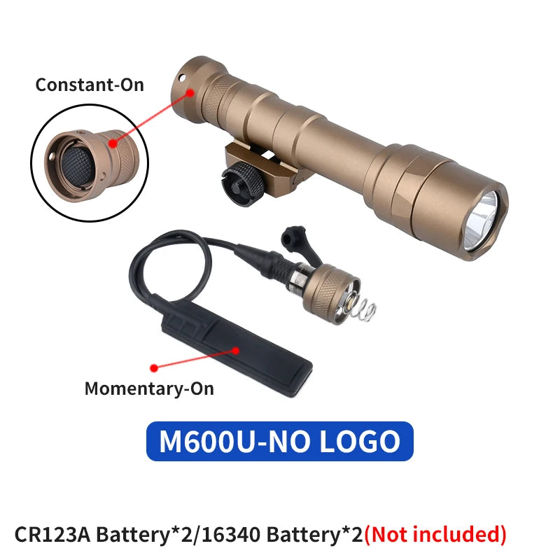 WADSN Surefire M300A Tactical Flashlight - Mini Weapon Scout LED Light, 20MM Rail Mount, Momentary & Constant-On Mode